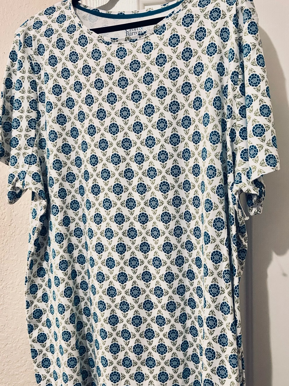 croft & barrow Blue and White Short-Sleeve Printed Tee